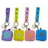 Porta-moedas de Silicone com Flor de Desenho Animado Mini Bolsa Bolsa de Armazenamento Conveniente Bolsa para Fones de Ouvido Bolsa com Chaveiro Pingente Atacado