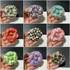 Tela de Microfibra Estampada Elegante de 6.6cm Flor Camelia Flor Pequeña Fragante Joyería Flor para Zapato Broche de Solapa Pinza para el Cabello Broche