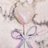 Cartão de Inserção para Bolo Cor de Sorvete Laço Bola Brilhante Bola com Lantejoulas Laço Decoração de Bolo de Aniversário Festa