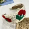 2024 Novas Crianças Tricô Bordado Lã Flor Headband Menina Cabelo Quebrado Acabamento Headband Menina Franjas Cabelo Cartão