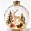 Bola Transparente de Cristal 3D Escena de Nieve con Renos Navideños, Adorno de Regalo de Árbol de Navidad con Renos del Bosque Interior
