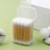 100 Hisopos de Algodón en una Caja Esmerilada, Bastoncillos de Algodón Desechables de Doble Punta con Mango de Papel para Desmaquillado, Limpieza de Oídos y Uso para Bebés