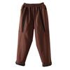 Foto Real de Outono e Inverno Espessos Novo Estilo Emagrecedor Look Solto Recorte Forrado com Lã Calças de Moletom Casuais Femininas Cintura Elástica Calças Harem