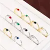 Anéis coloridos de zircônia, estilosos, doces e da moda, anéis femininos de cobre puro, simples e versáteis, atacado de joias, itens populares de venda transfronteiriça