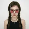 Gafas de sol de marco generoso de moda con clavo de arroz retro, nueva personalidad, parasol de ocio, espejo retro literario, espejo plano anti-luz azul