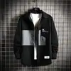 Nueva chaqueta casual de primavera y otoño, top negro con camisa de retazos, camisa de manga larga, ropa de trabajo elegante para hombre estilo Hong Kong