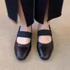 Textura de pele de ovelha couro macio retrô para o dia a dia salto escondido sapatos Mary Jane femininos tira única versátil casual bico quadrado sapatos baixos