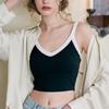 Camisola Ombliguera para Mujer con Copas de Soporte Una Pieza Interior Color de Contraste Todo Fósforo Diseño Base Sentido Superior Exterior