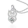 Collar de Plata de Ley S925 con Búho Transfronterizo Europeo y Americano para Mujer con Moissanita de Color D de Un Quilate Colgante de Moda Europeo y Americano Cadena para Clavícula