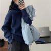 Suéter básico de cuello alto simple estilo japonés para mujer, otoño e invierno, holgado, para usar debajo, ropa exterior holgada, suéter top que combina con todo