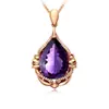 Collar de Oro Rosa con Cristal Púrpura y Diseño Incrustado de Micro-Piedras para Mujer, Belleza de Lujo Más Vendida
