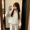 Chaqueta de algodón estilo coreano para mujer, otoño/invierno 2026, corte holgado, talla petite, estampado de lunares y floral, con capucha, engrosada, abrigo corto