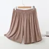 Calça de pijama de modal para mulheres, caimento solto de verão, plus size, calça de casa de verão, shorts de segurança simples de cor sólida