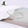 Pulsera de Plata de Ley 925 con Forma de Bambú, Abertura Alta, Simple, Hojas, Hoja de Arce, Regalo para Hombre y Mujer, Pareja