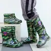 Botas de Lluvia Militares de Caña Alta Camufladas para Hombres y Mujeres, Nuevo Material de Protección Laboral, Botas de Goma con Suela de Cristal, Zapatos de Goma de Tubo Largo para Motociclistas, Botas de Agua Antideslizantes para Hombres