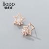 Pendientes de estrella de cinco puntas giratorios de plata esterlina S925 de estilo coreano, pendientes de flor de circón creativos con microincrustaciones, pendientes de lujo ligeros de celebridades de Internet