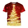 Moda de Verano para Niños Diseño Creativo Patrón Navideño Impresión 3D Estilo Casual de Personalidad Camiseta de Manga Corta Regalo para Niños
