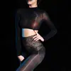 Medias de una pieza sexys de encaje en la cintura con brillo aceitoso, que cubren el pecho, exponen la cintura, talla grande, cinco dedos, sedosas y lisas, body brillante con entrepierna abierta