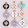 Colgante de Cruz Hueca Accesorios de Joyería Aleación con Goteo de Aceite Dijes Pequeños Accesorios Hechos a Mano para Manualidades Materiales para Pulseras Collares