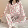 2022 Corea Dongdaemun Pijamas Nuevos para Mujer de Manga Larga Pantalones Traje a Cuadros Ropa de Casa de Otoño Salida de Fábrica