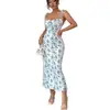 Comercio Exterior Transfronterizo Ropa Europea y Americana para Mujer Verano 2026 Vestido de Tirantes Floral Dulce Ajustado Elegante Bodycon Largo