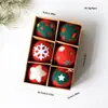 Caixa decorativa de bola de lã Bola de Natal padrão de desenho animado Pingente de árvore de Natal presente de feriado decoração de janela cor mista