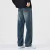 Calça jeans larga estilo americano para homens, novo modelo primavera e outono 2026, calça casual reta solta para primavera para homens, moderna