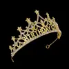 Coroa de Noiva Europeia e Americana Tiara Vestido de Casamento Aniversário Acessórios de Casamento Faixa de Cabeça Coroa Tiara de Liga Retro Strass Aniversário