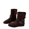Otoño 2026 Nuevas Botas de Cuero Mate con Hebilla, Punta Redonda, Aumento Interno de Altura, Media Pierna, Zapatos de Moda que Hacen que los Pies Parezcan Más Pequeños, No por Encima de la Rodilla