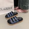 Sandalias y Pantuflas Famosas de Internet Ropa de Exterior para Mujer 2025 Nuevo Verano Suela Gruesa Retro Bocken Estilo Japonés Sandalias y Pantuflas Sandalias y Pantuflas de Playa