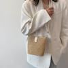 Bolso Tejido de Paja Han Feng ins Bolso Tejido Casual de Moda Bolso de Cubo Tejido 2021 Nuevo Bolso de Verano para Vacaciones para Mujer Bolso de Hombro Cruzado