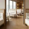 Mesa de Comedor Minimalista Estilo Japonés de Pizarra Blanca, Banco Sólido de Madera con Cojín Blanco Moderno Nórdico, Mesa de Pizarra Impermeable y Resistente a los Arañazos