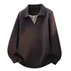 2026 Nuevo Otoño/Invierno Transfronterizo Suéter de Punto Pulóver Sencillo con Cuello de Solapa Falso para Hombre Ropa de Punto Talla Grande Camisa Básica Casual