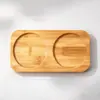 Fábrica de Origen Bandeja Redonda Ranurada de Bambú OEM Personalizada Múltiples Especificaciones Posavasos Madera Maciza Bandeja para Taza de Agua Botella Frasco