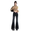 Jeans Bootcut Americano High Street com Cintura em V para Mulheres no Outono Novo Design Sexy Slim Fit Calças Flare em Forma de Ferradura