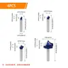 Juego de Brocas para Router de 1/4 de Vástago con Punta de Flecha para Ranurado, Tallado, Recorte, Limpieza de Esquinas, Biselado, en Forma de V, Plateado Azul Brillante, Fresa de Precisión CNC para Carpintería