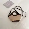 Nueva Bolsa de Playa Popular Estilo Resort Primavera Verano para Mujer Bolso de Mano Bloque de Color Bolso Cruzado de Cadena Tejida Hecho a Mano de Alta Calidad