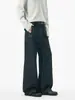 Jeans de mezclilla cruda azul oscuro estilo americano línea A para hombre LKTM 26AW, unisex, alta gama, adelgazantes, pantalones largos