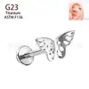 Brincos de Tarraxa Borboleta em Liga de Titânio F136 Brincos de Tarraxa para Osso da Orelha em Titânio G23 Joias para Piercing Corporal Acessórios de Borboleta Vazados