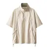 Camiseta Masculina de Meio Zíper para o Verão Casual Esportes ao Ar Livre Treinamento Camiseta Fina de Manga Curta para Casais Camiseta Masculina de Manga Curta de Secagem Rápida