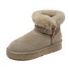 Botas de nieve de algodón cálidas e informales de suela gruesa para mujer, botas de lana combinables con hebilla de cuerno, para invierno, 2024