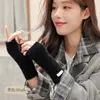 Guantes Calientes de Otoño e Invierno para Mujer, Sin Dedos, Pantalla Táctil, Delgados, Modernos y Versátiles, de Lana Engrosada y Terciopelo Imitación de Mink