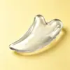 Placa Gua Sha de Cristal, Ferramenta para Afinar o Rosto, Ferramenta de Dragagem, Pente Gua Sha de Resina Transparente, Placa Gua Sha com Duas Bolas