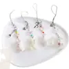 Chaveiro de Gato Doce de Resina 3D Flocado Desenho Animado Pingente de Bolsa Cordão para Celular Estojo para Fone de Ouvido Ccd