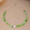 Pulsera con Cremallera y Colgante Barroco de Grava Verde de Verano Collar Cadena para Clavícula con Cuentas Estilo Dulce Fresco Nicho Ins