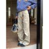 Pantalones Cargo Rectos Americanos Retro Lavados Vintage Multibolsillos Unisex Street Holgados Casuales Jeans Trendy