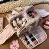 Bolsa cosmética de doble apertura, bolsa de aseo de gran capacidad, para mujer, de viaje, multifuncional, con compartimentos de almacenamiento, portátil de alta gama
