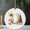 Nueva decoración navideña transfronteriza: Colgante acrílico 2D con letra y diseño de ciervo para árbol de Navidad y decoración navideña del hogar