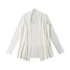 Cardigan Outer de Cor Sólida com Mangas Longas Sem Botões Jaqueta Estola Renda Feminina Splicing Camisola Slim Conjunto de Duas Peças