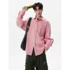 Camisa Masculina 2026 Primavera Cor Sólida Manga Longa Camisa Macaron Casal Masculina Tamanho Grande Moda Camisa para Homens